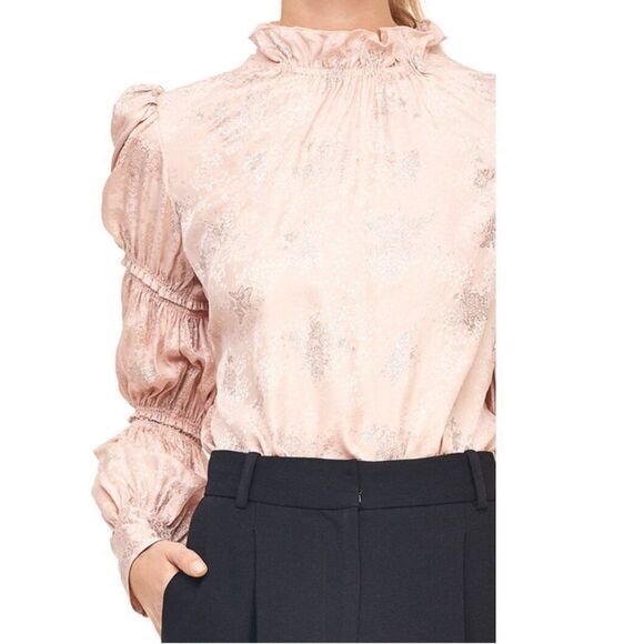 Rebecca Taylor Tops - Rebecca Taylor Sz. 2 Glitter Print Ruched Sleeve Top